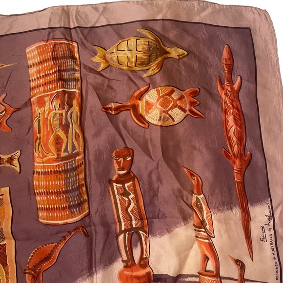 Vintage Australian Aboriginal Art Scarf Designed by Neil Silk Rayon - Picture 5 of 12